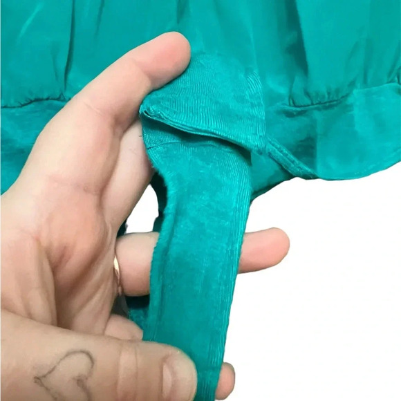 Teal and Black vintage bebe thong bodysuit with snaps, size XS - Picture 2 of 7